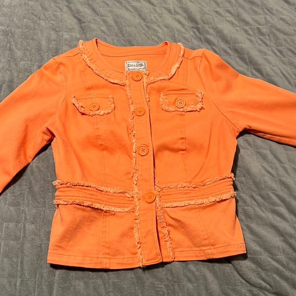 Live a Little Orange Blazer, Jacket, Fringe, Retro, Boho, Hippie, Size PS - Picture 2 of 9